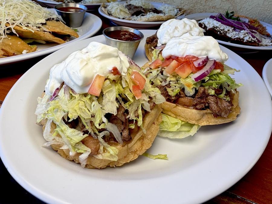 Three Asada Sopes Plate at Zimatlan Bakery in Seaside, California