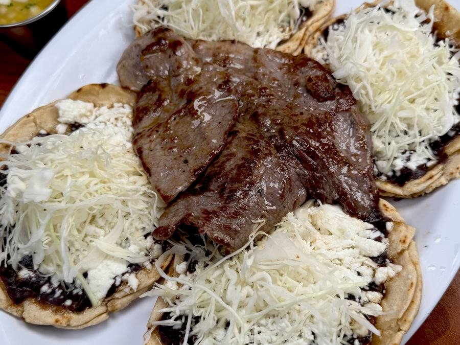 Three Delicious Memelas Plate at Zimatlan Bakery in Seaside, California