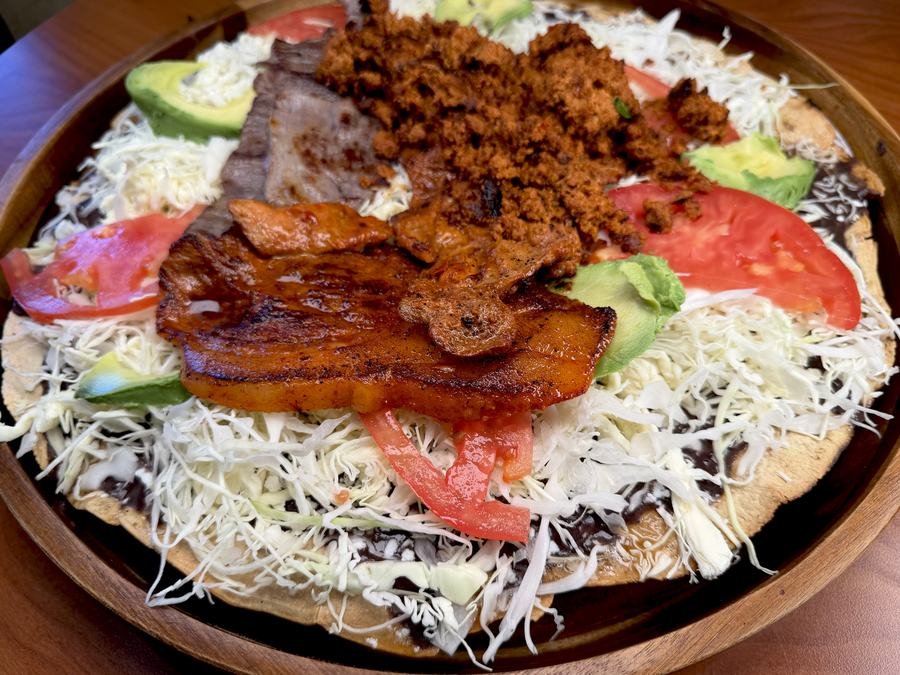 Tlayuda Close-Up at Zimatlan Bakery in Seaside, California